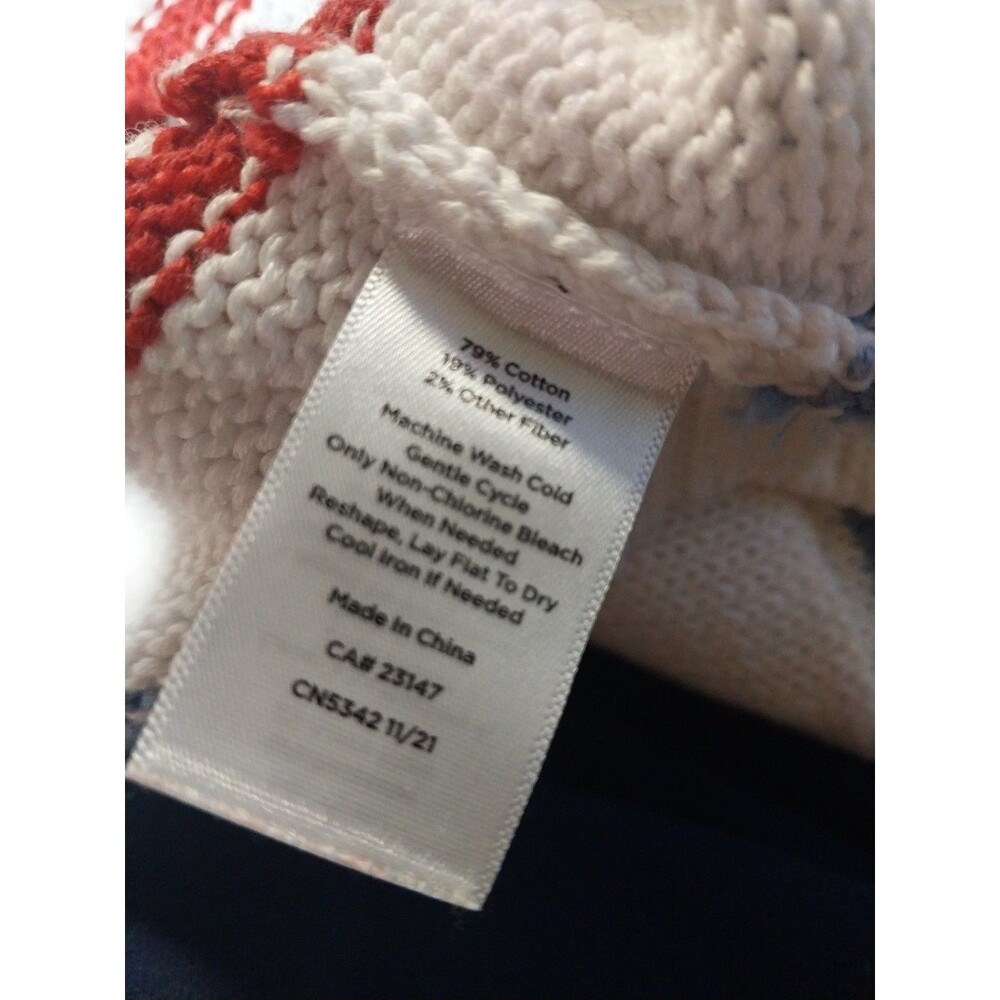 Talbots Womens White Blue Beach Striped Johnny Collar Knit Pullover Sweater L - Picture 7 of 8